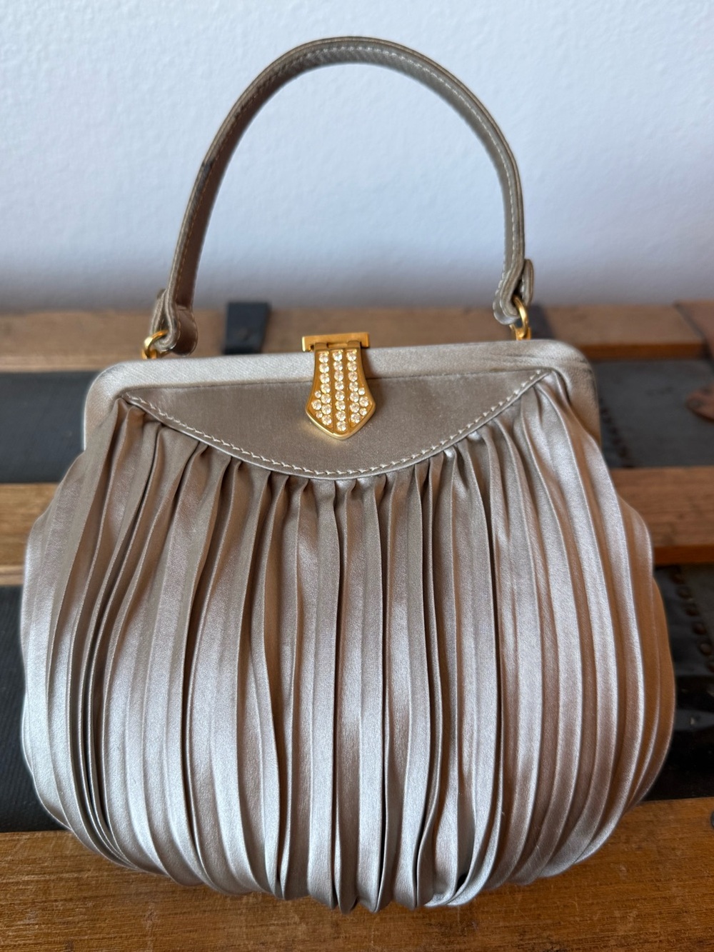 Vintage Chloe pleated satin evening bag RARE